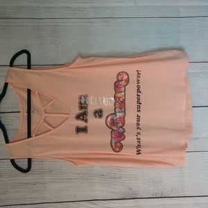 FYE NWT positive graphic tee with cutouts Woman Superpower size Extra Large